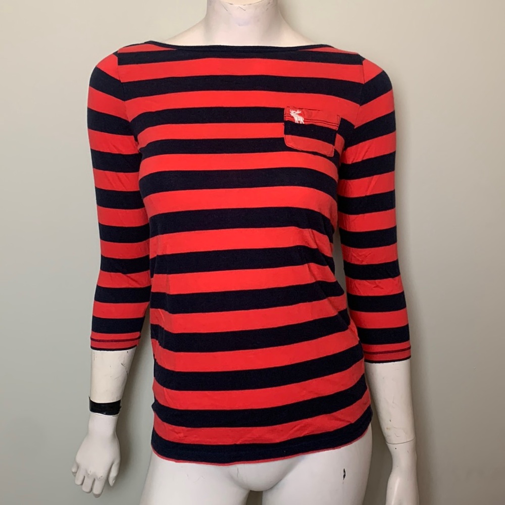 Abercrombie & Fitch | Women’s 3/4 Striped Scoop Back Tee Size S